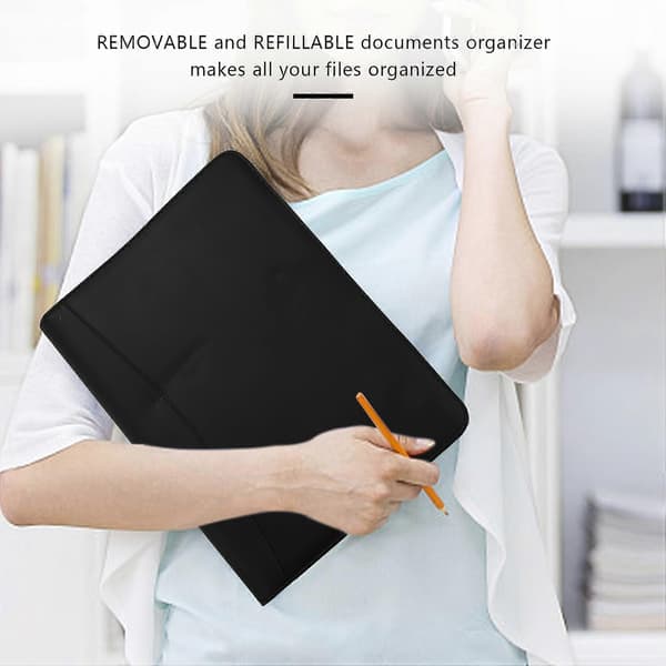 A4 Læder 3 Ring Portfolio Binder Business Binder Padfolio med Notesblok til Interview & Forretning