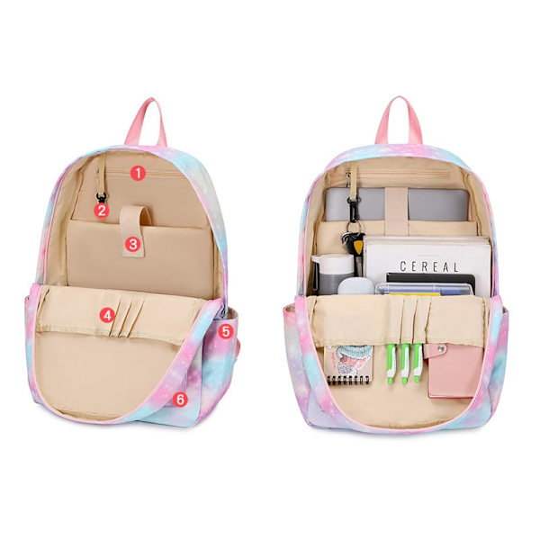 Unicorn Skolesekk for Barn Lett Vanntett Ryggsekksett for Studenter style 3