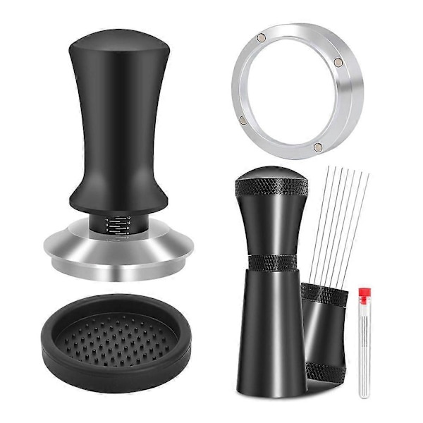 51mm Espresso Verktygsset: Kalibrerad Tamper, WDT Nålverktyg & Doserings Tratt för Kaffemaskiner