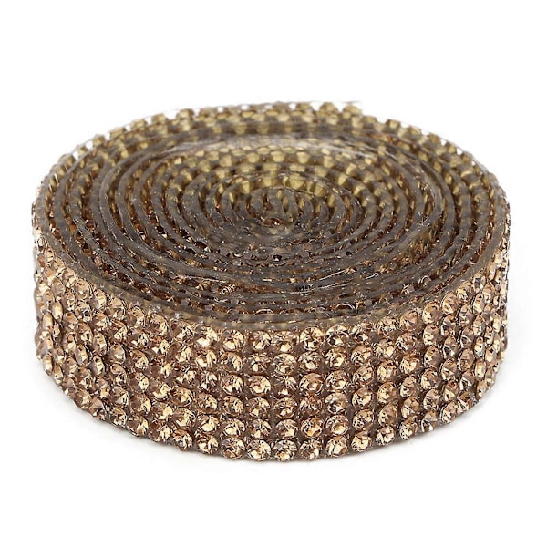 1m Rhinestone Kristall Glas Mesh Banding Stryk På Applikation Bröllopsklänning Skor Trim (Gul)