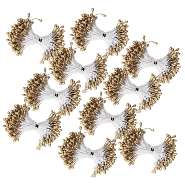 Pärl Ståndare Gyllene Gipsimitation Dubbel Ände Konstgjord Bukett Tillbehör (3mm#6 900)