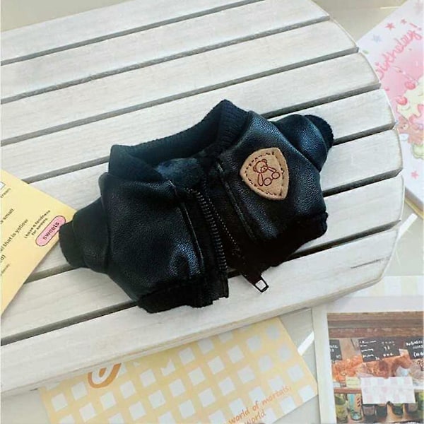 17 cm:n minipehmolelun vaatteet asusteet Korealaisille Kpop Exo Labubu -idolinukeille nahkatakkisetti vaatelahja 01 only jacket