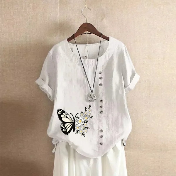 Naisten vaatteet puuvilla pellava streetwear kesä Y2k topit vintage muoti t-paita rennot paidat naisille tyylikkäät t-paidat White-A M