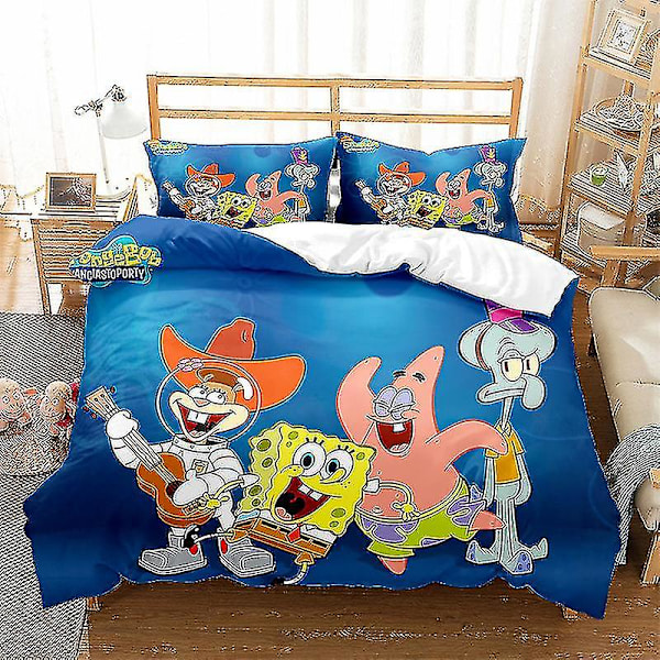 Spongebob Squarepants Serie Trykt Dynetrekk Todelt Sett Tredelt Barneroms Dekorativt Dynetrekk style 2 228*228three-piecesuit