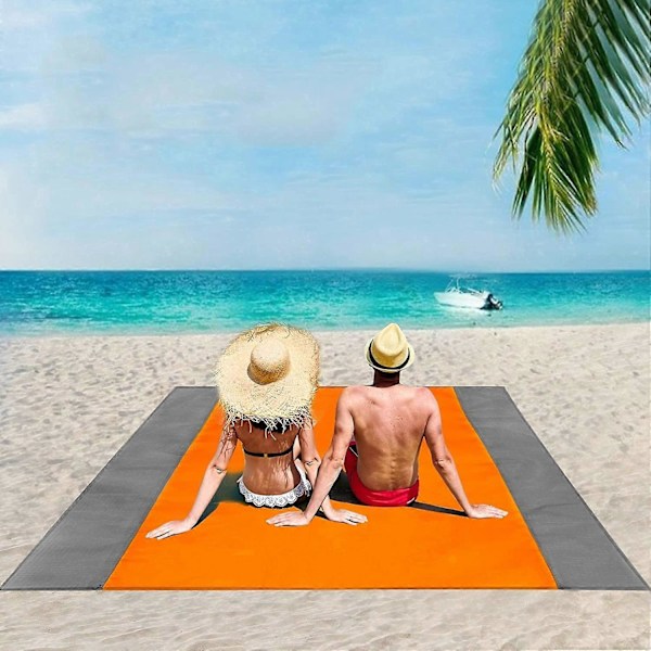Rantapiknik-huopa, erittäin suuri 210 x 200 cm Rantahuopa vedenpitävä hiekankestävä vettähylkivä piknik-huopa 4 kiinteällä naulalla, vahvistettu reuna