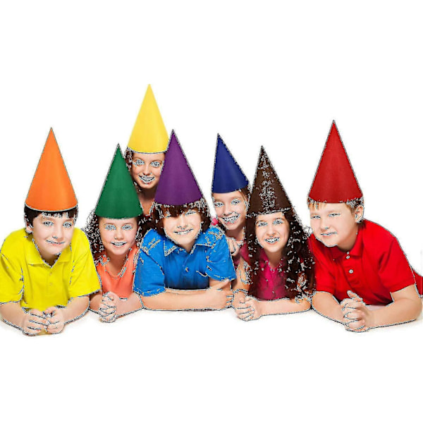 7 st Tomtehatt Dvärg Hatt Filt Partyhatt Färgglada Alvhattar Kostymtillbehör Partygåvor