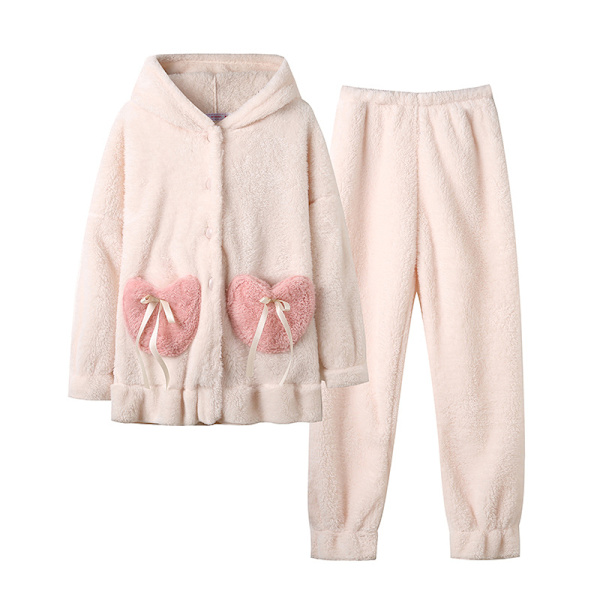 Benvita kanin sammets pyjamas dam långärmad plus sammet tecknad korall sammet pyjamas Rice white rabbit L