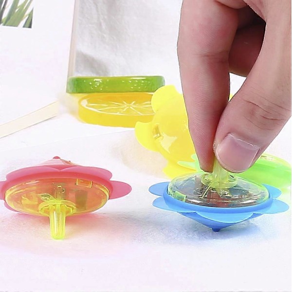 Lysende Snurretop 5,5 cm, 24 Stk. Lysende Legetøj, Farverig Snurretop, Mini Snurretop Gyroskop, LED Lysende Snurretop, Blinkende Snurretop