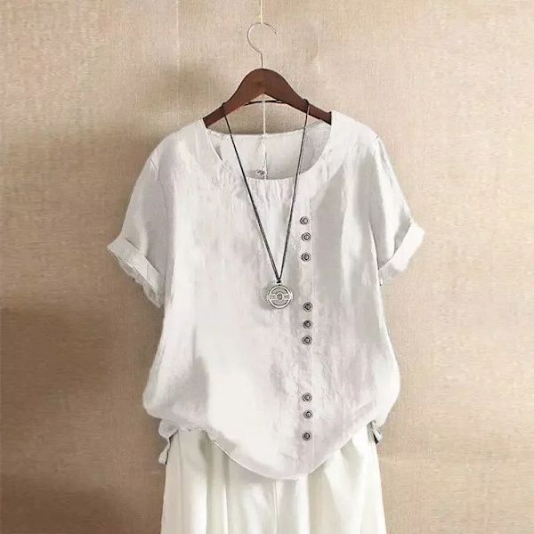 Naisten vaatteet puuvilla pellava streetwear kesä Y2k topit vintage muoti t-paita rennot paidat naisille tyylikkäät t-paidat White XXL