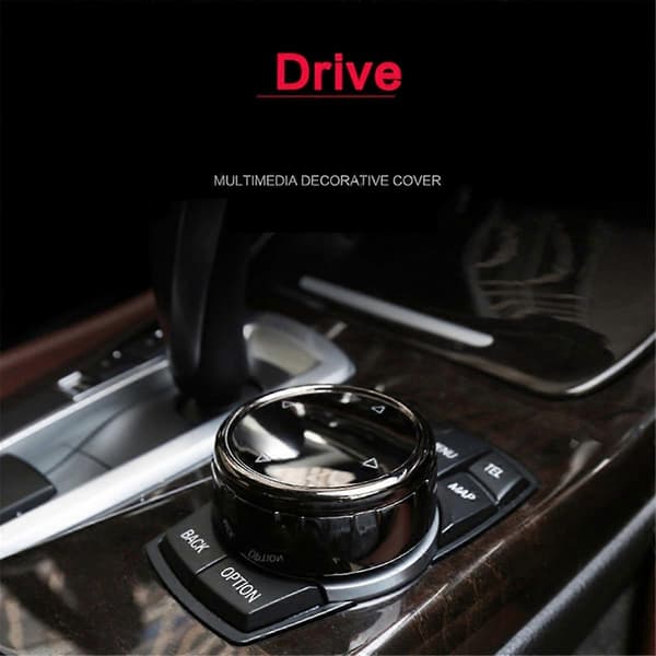 2 sæt til IDrive Bil Multimedia Knap Cover Trim Knob Mærkat