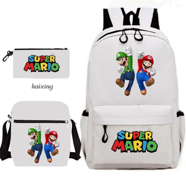 Super Mario 3 st/set Barnryggsäck Pojkar Skolväska Tillbaka till Skolan Present Dark Grey 16 Inches
