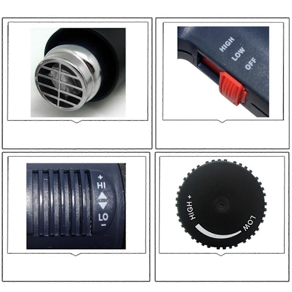 Kuumailmapuhallin 60‑600℃ Nupin säätö Vakiolämpötilainen juotoslaite 1600W EU-pistoke 220V
