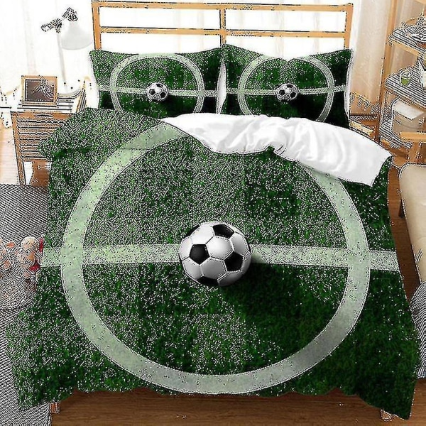 Fotballmønster Quilt Coverpiece Sett Tredelt sett Sengetøy Style 111 135*200cm two-piece set