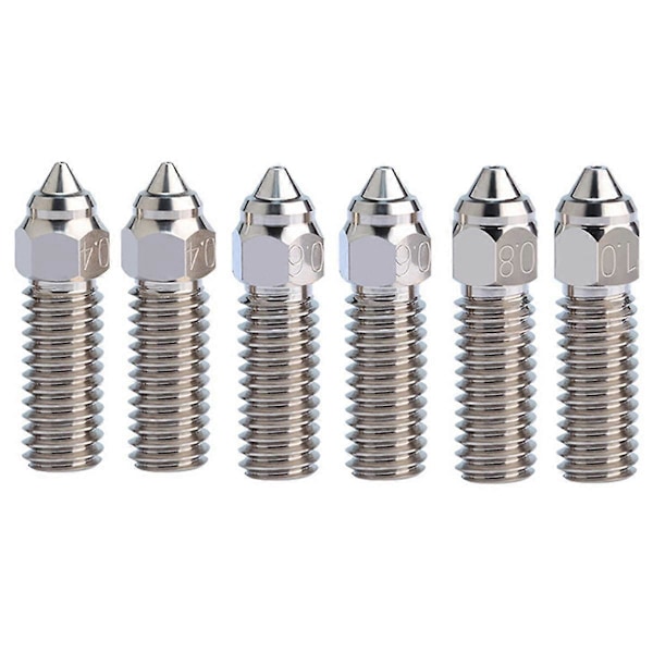 Til K1, K1 Max Printer High Flow Dyser 0.4mmx2Stk/0.6mmx2Stk/0.8mmx1Stk/1mmx1Stk 6Stk i alt