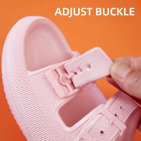 Fashion Spænde Tykke Sål Hjemmesko Kvinders Home Soft Sole Cloud Hjemmesko Pink 42-43