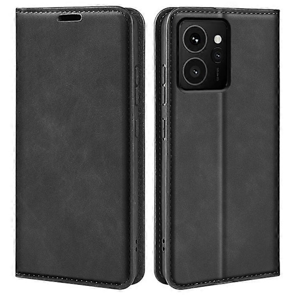 Kompatibel til HMD Skyline Etui Skin-Touch Læder Wallet Telefon Cover Black