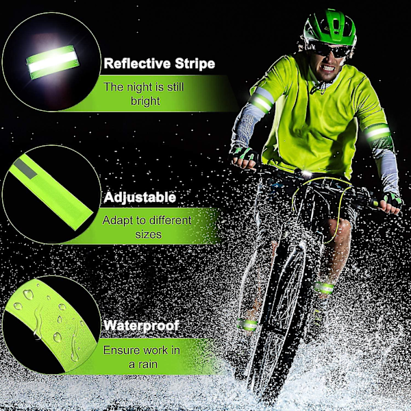 4 Stykker Refleksbånd Høy Synlighet Refleksbånd Refleksstropper Tape Armbånd Refleks Løpeutstyr For Kvinner Menn Løping Sykling Gåing