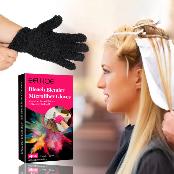 Hårfärgningshandskar Återanvändbar salong för rengöring av mikrofiber Mitt 2pcs pink