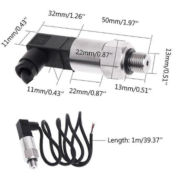 16Bar 4-20MA G1-4 Trycktransmitter Trycksensor för Icke-Korrosiva Medier Trycksensor