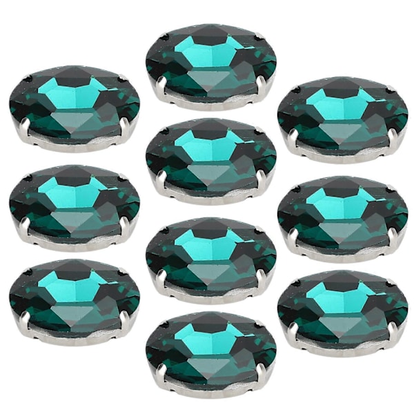 10 stk. Sy På Rhinestones Krystaller Skinnende Knapper Dekoration til DIY Håndværk Tøj Sko Tasker 1,8 x 2,5 cm Grøn Oval