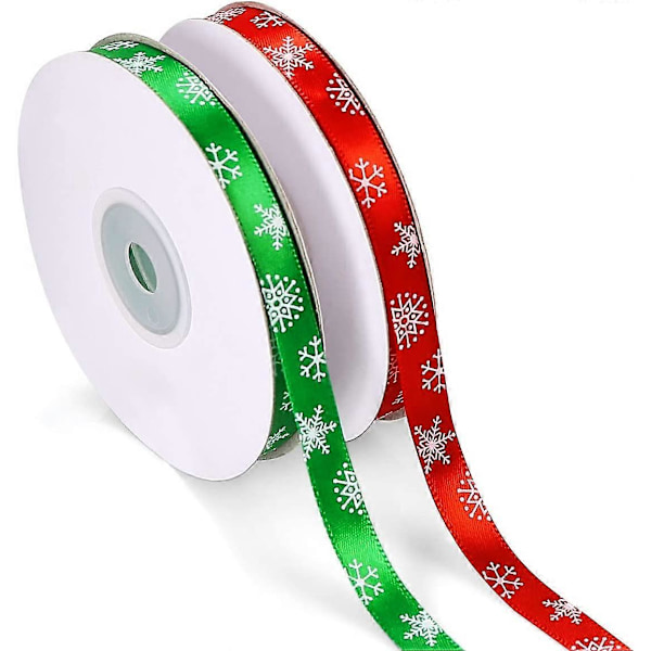 22 Meter Sateng Julebånd God Jul Grosgrain Bånd for Dekor og Gaveinnpakning