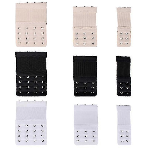 BH-forlenger, 2 kroker/3 kroker/4 kroker BH elastisk forlenger, 4,3x3, 4x2,2, 3,8x1,3, 9 pakker (svart, hvit, beige)
