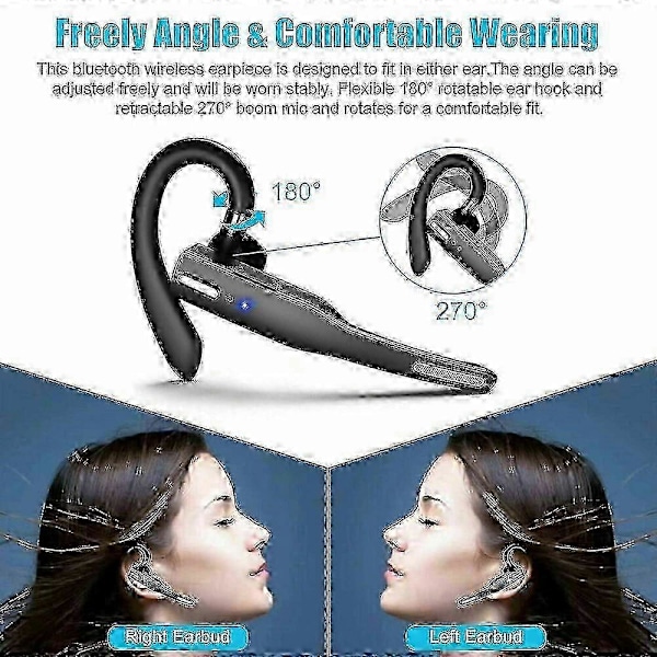 Trådlöst Bluetooth 5.1 Headset för Lastbilschaufförer med Dubbla Mikrofoner och Brusreducering