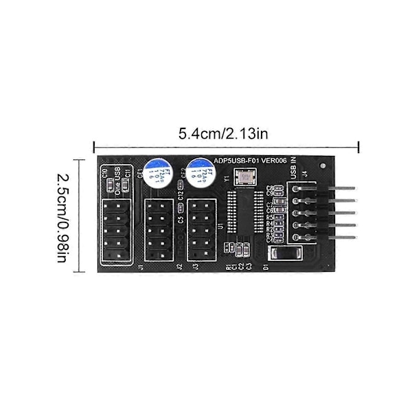 Emolevyn USB 2.0 -liittimen jakaja 9-nastainen 1-3 naarasjatkokaapeli