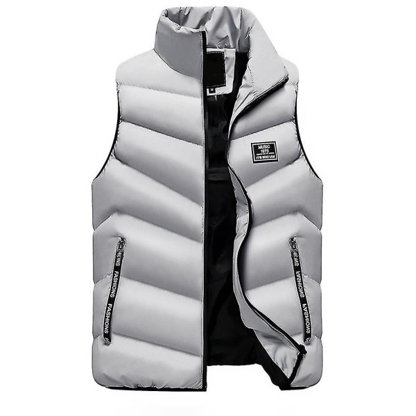 Herre Vinter Vest Glidelås Ståkrage Dunvest Herre Yttertøy Ermeløs Herre Vest Jakker Gray M