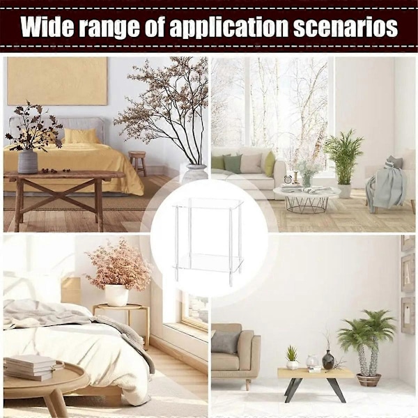 Akryl Sofabord Firkantet Sidebord Accentbord Sofa Natbord Klart Dobbelt Lag Snack Te S