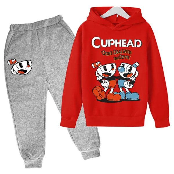 Kids Game Cuphead hoodie bomull Barn hoodie byxor tvådelade barnkläder set 4-14 år barnkläder 15 5T