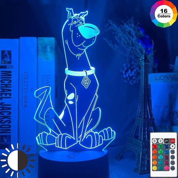 Shxx 3d Illusion Lampa Led Nattljus Söt Tecknad Hund Scooby Doo Figur Baby Färgglad För Barnrum Inredning Sänglampa Present, N11 Xq-3dd392
