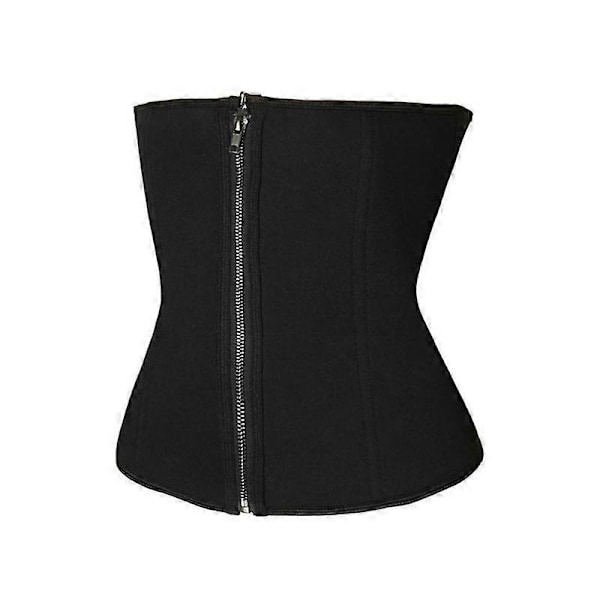 Midjeformare för Kvinnor Latex Bälte Stålskenor Dragkedja Kroppsformare Korsett Black L