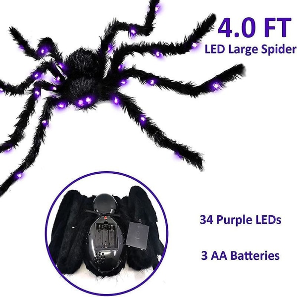Uusi Halloween Valoisa Pehmo Big Spider Horror Tricky 125cm Simulation Spider Koristetarvikkeet
