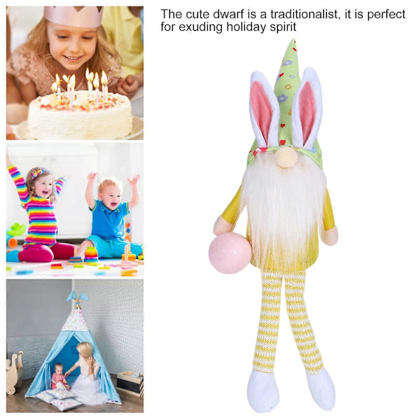 Dvärgdocka Tyg Kanin Älv Tomte Docka Ornament Långa Ben Vardagsrum Bordsdekoration Gul
