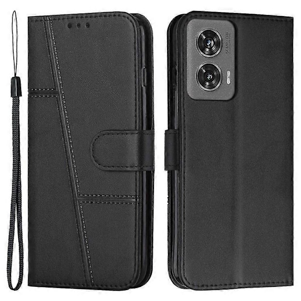 Kompatibelt Skal för Motorola Edge 50 Fusion 5G PU Läder Plånbok Magnetlås Telefonskal Black