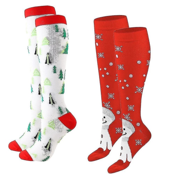 Nyhetssokker for kvinner - Knestrømper med julemotiv - Morsomme høytidssokker style 2