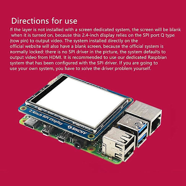 2,4 tommer Touch Screen Display til 4B/3B+/3B/3A+/ Zero W LCD Touch Screen 320X240 Display til