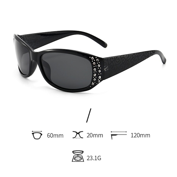 Polariserede solbriller til damer Kvinder Rhinestone solbriller Kørsel Rejse Udendørs briller UV402 Solbriller Damer Black Style3
