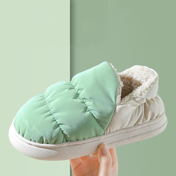 Varma mjuka bomullstofflor för inomhusbruk, halkfria par-tofflor för vintern Green 42-43(10-10.2inch)