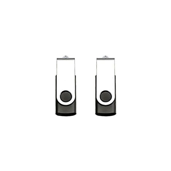 2 STK (Svart) USB-minnepinne 16GB USB-minnepinne USB-minne Roterende Disk for Laptop/PC/Bil