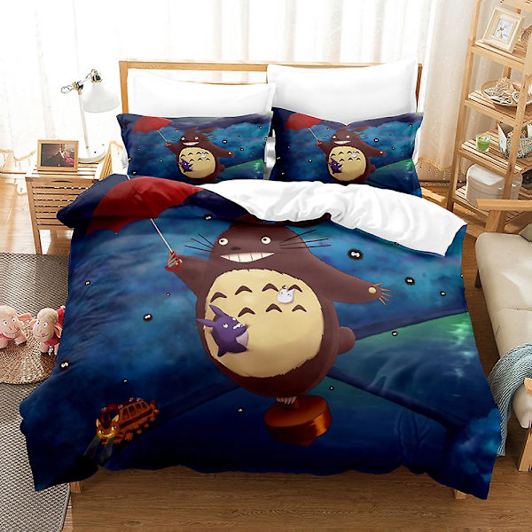 Mi23 Miyazaki Hayao Min Nabo Totoro 3D-printet sengesett Dynetrekk Dynetrekk Putetrekk Barnegave AU KING 220x240cm