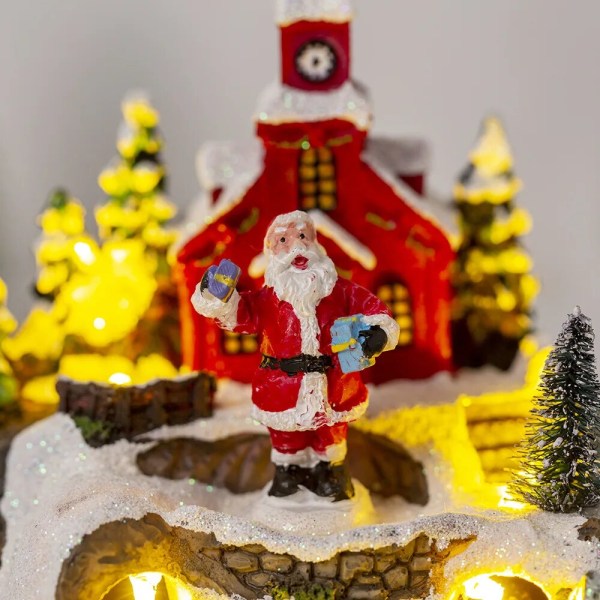 Julhantverk i harts Julby Lysande Musik Litet Hus Snögubbe LED-lampor Julklapp Heminredning Ornament 2024 snowman