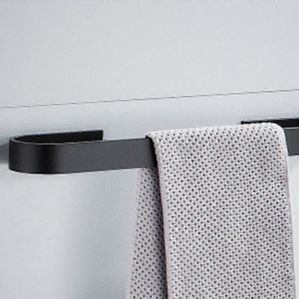 Håndklædeholder, håndklædestang, håndklædering, selvklæbende, sort aluminium 50 cm