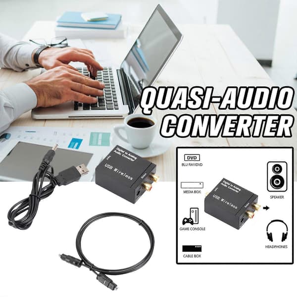 Optisk koaksial Toslink digital til analog RCA L/R lydkonverteradapter