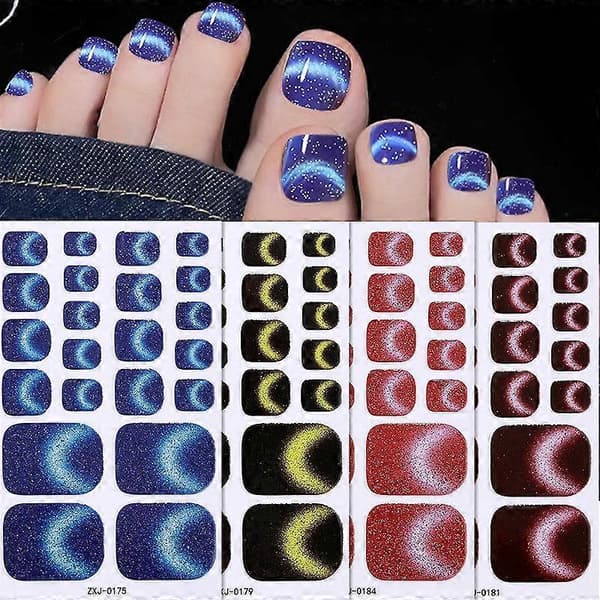 Blå Cat Eye Tånagelfolier Ark Glittrande Design Vattentät Långvarig style 9