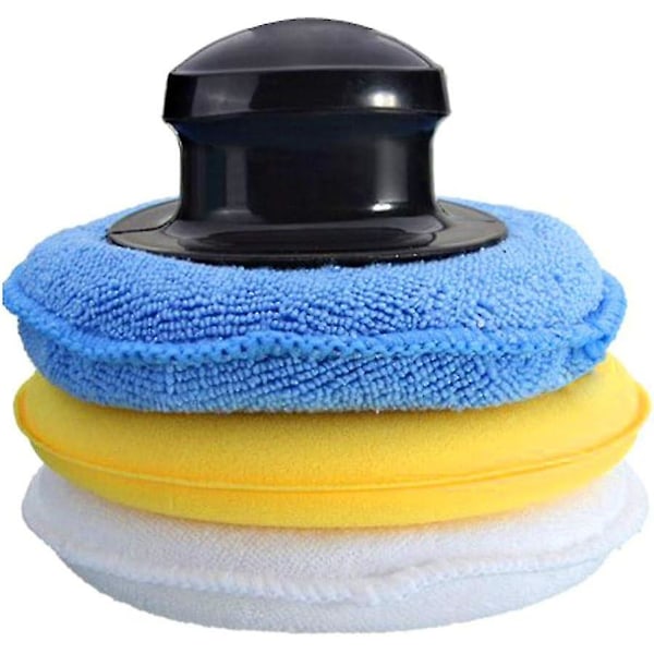 Mikrofiber Bilvoks Applikator Puder Poleringssvamp med Håndtag Voks Skum Applikatorer til Bilrengøring 13X13X2cm Fontainebleau 3 stk
