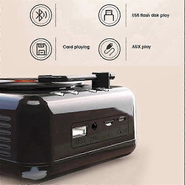 MANOVO Vinyl Skivspelare Högtalare USB Bluetooth V5.0 Stereo Retro Portabel Högtalare TF-kort/U Disk/