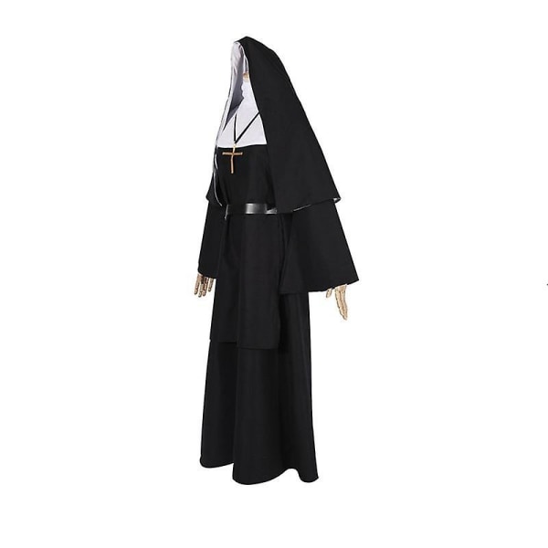 Kauhu Nunna Cosplay Puku Naisten Halloween Risti Kummitus Juhla Roolileikki Asu Karnevaali Lavaesitys Pukeutumispuku Aikuisille L