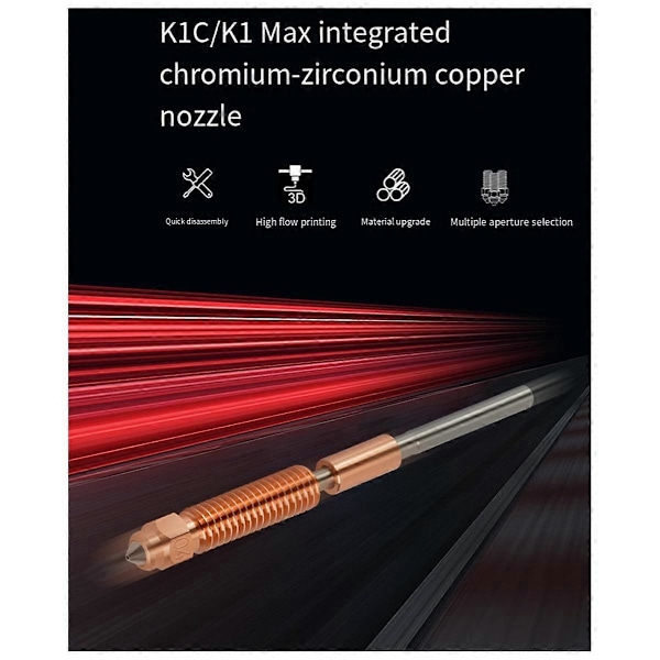 Högflödesutskrift Uppgraderat Munstycke 0.4 0.6 0.8MM K1C Snabbytbytesmunstycke för K1 Max V3 3D-skrivare Hot